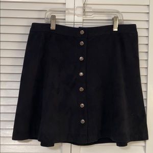 Black suede button down skirt